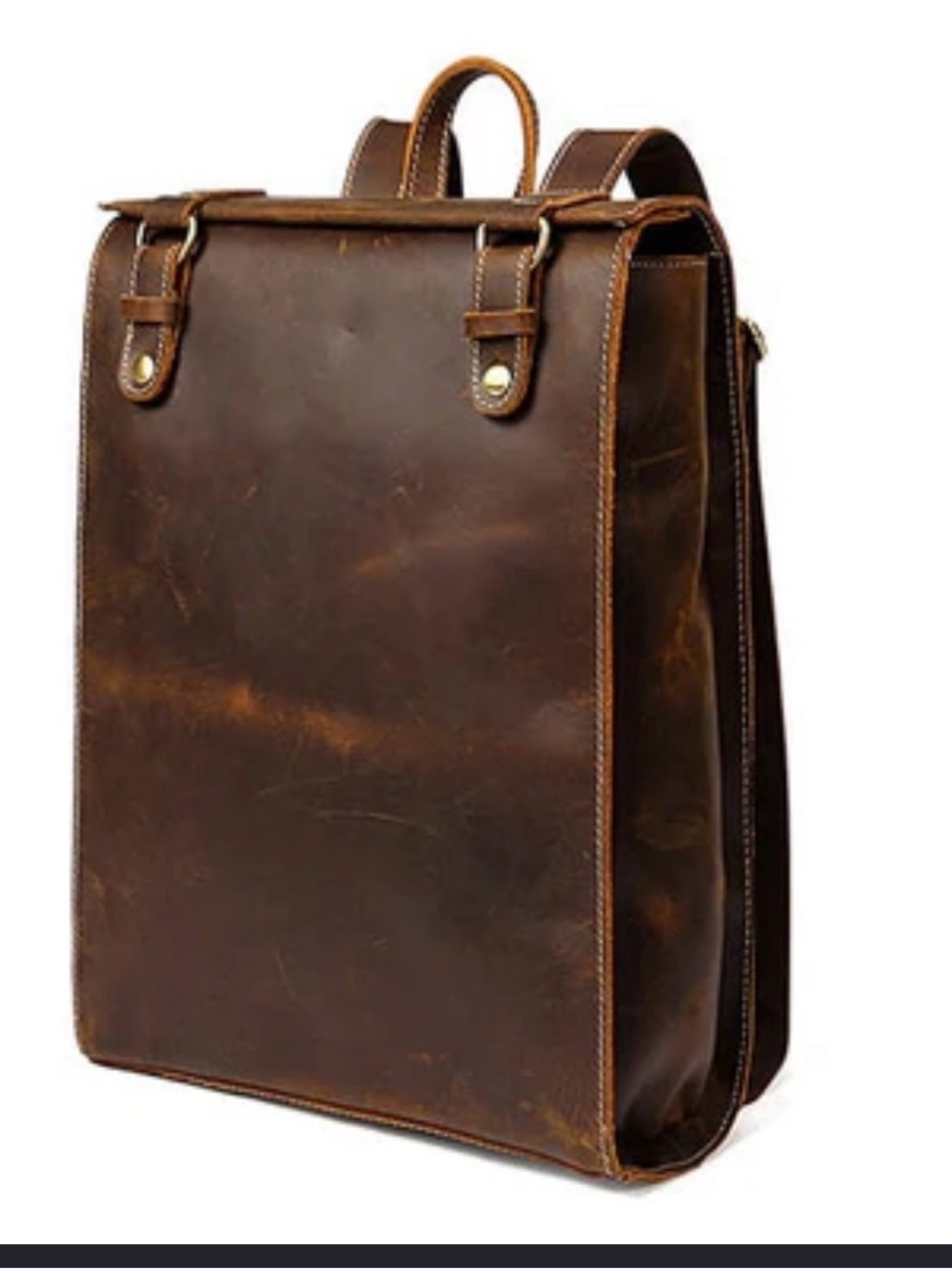 Vintage Leather Laptop Backpack - Brown